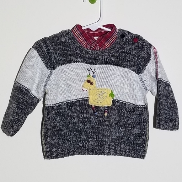 Lullaby Club Set Reindeer Deer Sweater Button Down Polo 9m - Picture 1 of 8